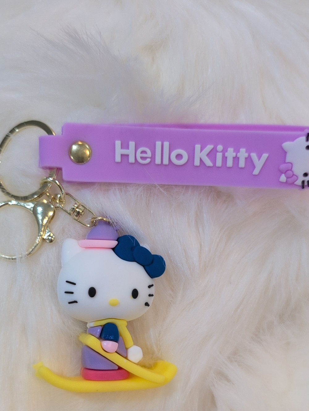 Hello Kitty Purple and White Silicone Keychain Bag Charm